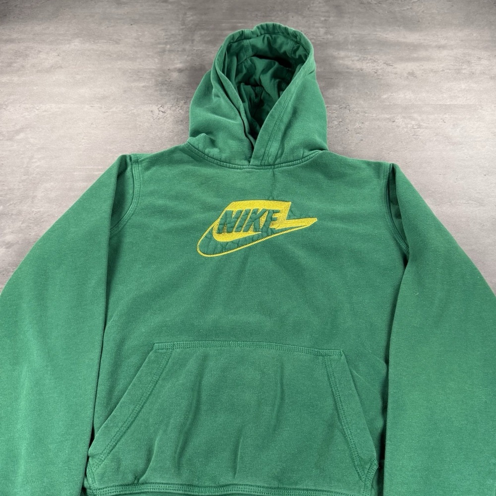 Nike Hoodie Youth Kids XL Green Yellow Club Fleece Sweatshirt SB Skate Baggy